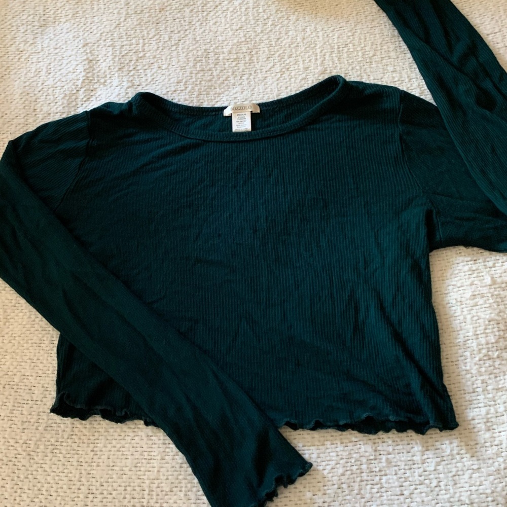 EMERALD GREEN CROPPED LONG SLEEVE